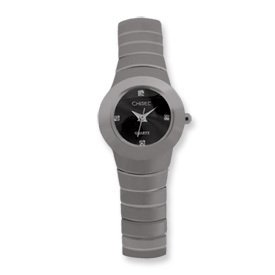 Ladies' Tungsten case and band, deployment buckle, sapphire crystal, silver-tone hands, CZ markers, Swiss Quartz movement. ...