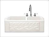 American Standard 7048.304 Chandler Corian Recessed Front Apron Kitchen Sink, 4 Faucet Holes, Glacie