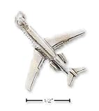Sterling Silver Jet Plane Charm - JewelryWeb
