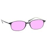 COMPUTER GLASSES WITH PINK POLYCARBONATE DOUBLE SIDED ANTI-REFLECTIVE COATING, SCRATCH COATING AND UV PROTECTION - BLACK PLASTIC FRAME - 51-18.