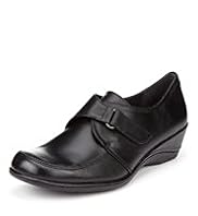 Footglove™ Original Wide Fit Leather Riptape Wedge Shoes