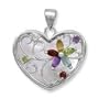 .925 Silver, Mother of Pearl & Gemstone Heart Pendant