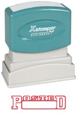 Xstamper One-Color Title Message Stamp, Posted, Pre-Inked/Re-Inkable, Red (1211)