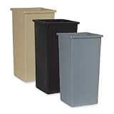 RUB356988BK - Square Waste Container,w/ Lid,23 Gal,14-1/3x14-1/2x28,BK