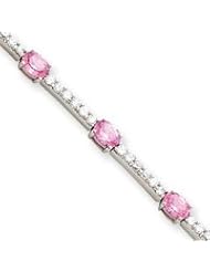 Sterling Silver Pink and Clear CZ Bracelet