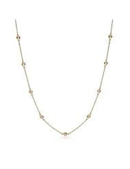 Alexander James 14k Gold Bonded 60 Inch Length Necklace with Bezel Set Round Cut Champagne Cubic Zirconia Accents in a Goldtone 60 Inch L x 4.5 (mm) W x 2 (mm) H