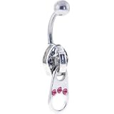 Hot Pink Jeweled Zipper Belly Button Ring