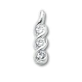 18in Rhodium-plated Three Stone CZ Swirl Necklace