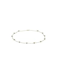 18 Incles White Pearl Station Necklace 14K Yellow Gold