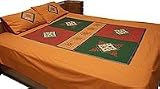 ShalinCraft Bed Sheet Pillow Cases Flat-Sheet Queen Size Cotton Fabric Embroidery Patchwork India (bshtp108)