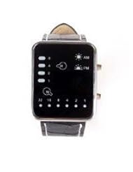 Youyoupifa Cool Fashion Binary Yellow & Red LED Date Digital Man Lady Leather Watch Black