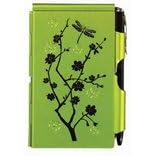 Wellspring Flip Notes Metal Note Case with Mini Pen and Notepad, Lime Floral with... by Wellspring