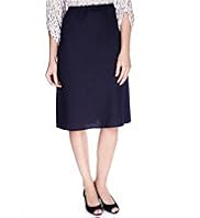 Linen Blend Panelled Knee Length Skirt