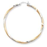 14k and Rhodium Diamond-Cut 2.5mm Twisted Hoop Earrings