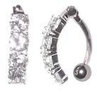 Cz Swarovski Gem Cover Shield Reverse Belly Navel body jewelry piercing bar Ring
