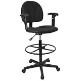 Ergonomic Multi Function Drafting Stool with Adjustable Arms [BT-659-BLK-ARMS-GG]