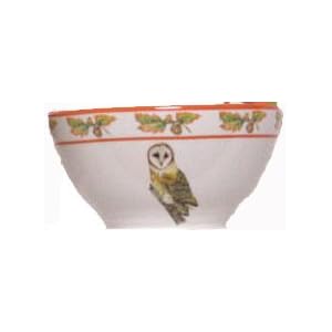 Artistically designed dinnerware woodland birds motif soup bowls 16 oz. Set 4 by 