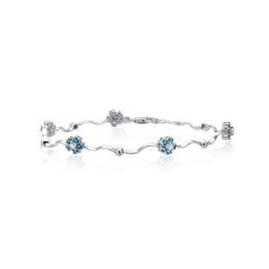 0.05 Ct Diamond and 0.80 Ct Aquamarine Bracelet in 14K White Gold by