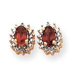 14k .04ct Diamond and Garnet Birthstone Earrings