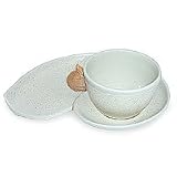 Ceramic cup and saucer, 'White Beach,'