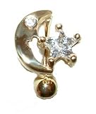 Moon and Star Reverse Mounted Gold Belly Button Ring