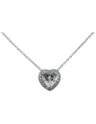 STERLING SILVER 7MM CZ HEART CUT PAVE NECKLACE