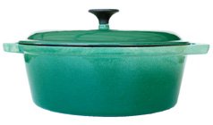 FancyCook Enamel Cast Iron Green 2 Tone Oval Dutch Oven 4-qt