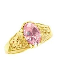 14k Yellow Gold, Mini Size Child Ring with Brilliant Lab Created Gem Classic Design