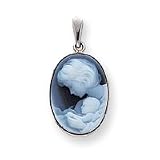 14k White Gold New Arrival III Agate Cameo Pendant