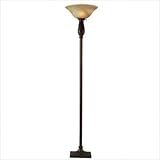 Torchiere Lamp with Amber Shade in Dark Brown