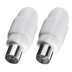 "AVE-A" 2 Stk. TV Antennen Stecker / Kupplung Buchse Klemmer Koax f�r Analog und Digital HD TV geeignet