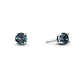 14K White Gold Round Created Alexandrite Stud Earrings
