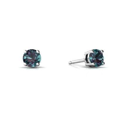 14K White Gold Round Stud Earrings