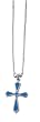 18" + Drop Turquoise & Solid Sterling Silver Cross Pendant Necklace