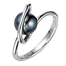 14k Gold Akoya Black Pearl Ring by Orkyd Pearls