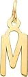 Slanted Block Initial "M" Charm 14K Gold