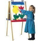Quartet 3 in 1 Art Easel, 47 Inches Tall, 23.5 x 20 Inch Whiteboard/Chalkboard Panels, Includes 4 Easel Clips and 2 Trays, Oak Frame (XEH023)