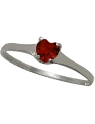 10 Karat White Gold Genuine Garnet Heart Solitaire Baby Ring