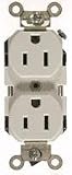 LEVITON Straight Blade Duplex Receptacle, Ivory