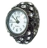 White Ring Watch Antique style with Crystals