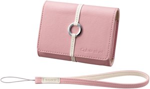 Sony LCS-TWB/P Genuine Leather Soft Carrying Case for  Sony T100, T20, W55, W35, W90, & W80 (Pink)