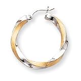 14k and Rhodium 3.5mm Twisted Hoop Earrings
