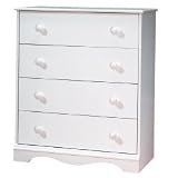 Pure White Country Style 4 Drawer Chest