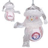 Texas Rangers 2.5" Acrylic Basketball Snowman Holiday Ornament - MLB Baseball