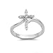 Cross Cubic Zirconia Ring Sterling Silver 925 (Sizes 3-13)