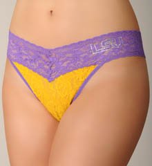 Hanky Panky Louisiana State University Signature Lace Original Rise Thong, One Size, LSU