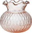 Vintage Pink Glass Vase (short ruffled design)