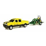 John Deere Pickup Hauling Set - Pickup Truck and Green Bulldozer