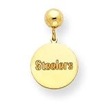 14K Pittsburgh Steelers Disc w/Steelers Post Dangle Earrings