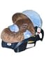 Infant Carrier Car Seat Cover Blue and Brown Minky